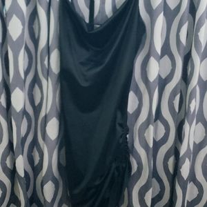String Up Slit Black Dress